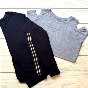 Athleta Girl | Long Sleeve Pullover + Short-Sleeve Top | Black Grey | Size L/ 12